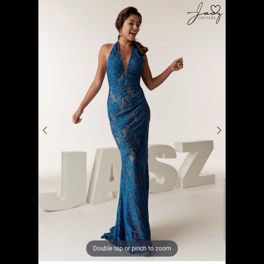 Jasz Couture Prom Pageant Wedding Formal Long Peacock Dress sz 8